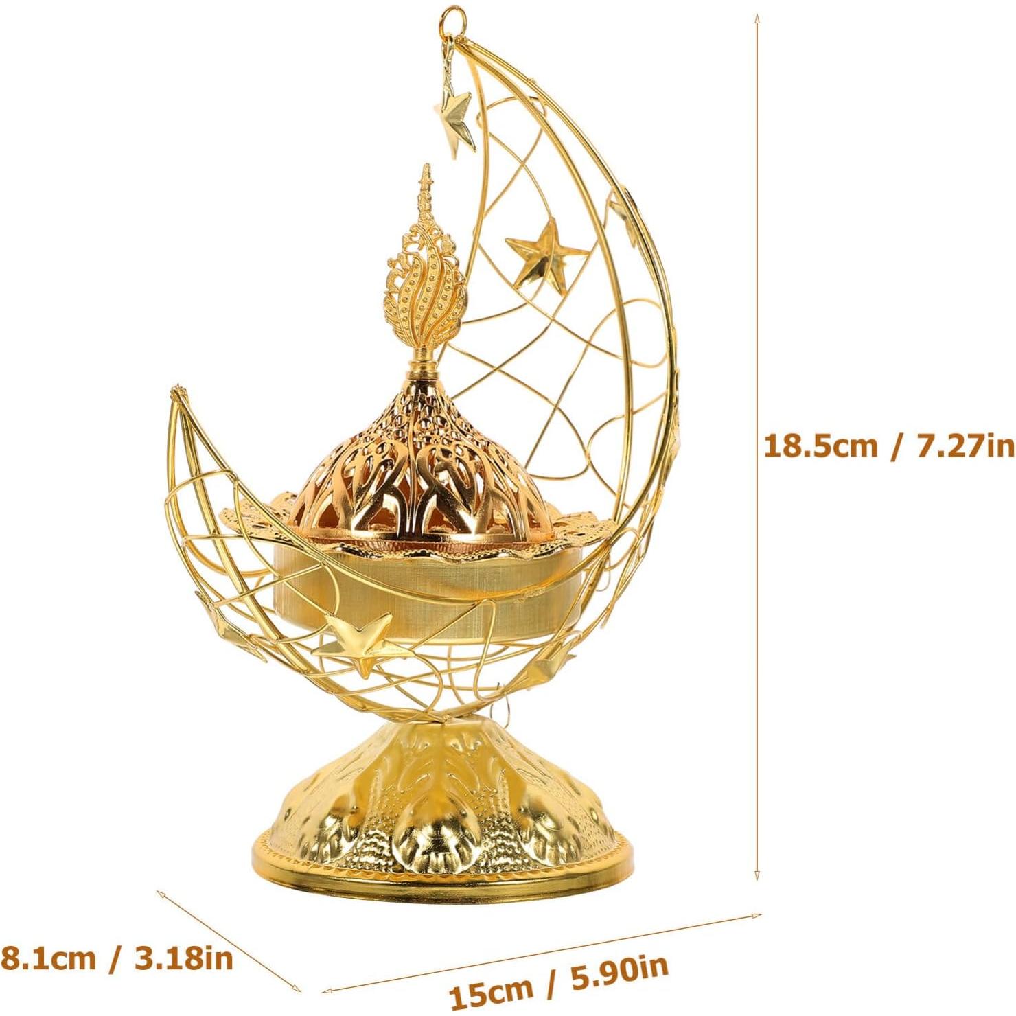 Quemador de Incienso IMIKEYA de Metal Vintage Dorado 15x15cm