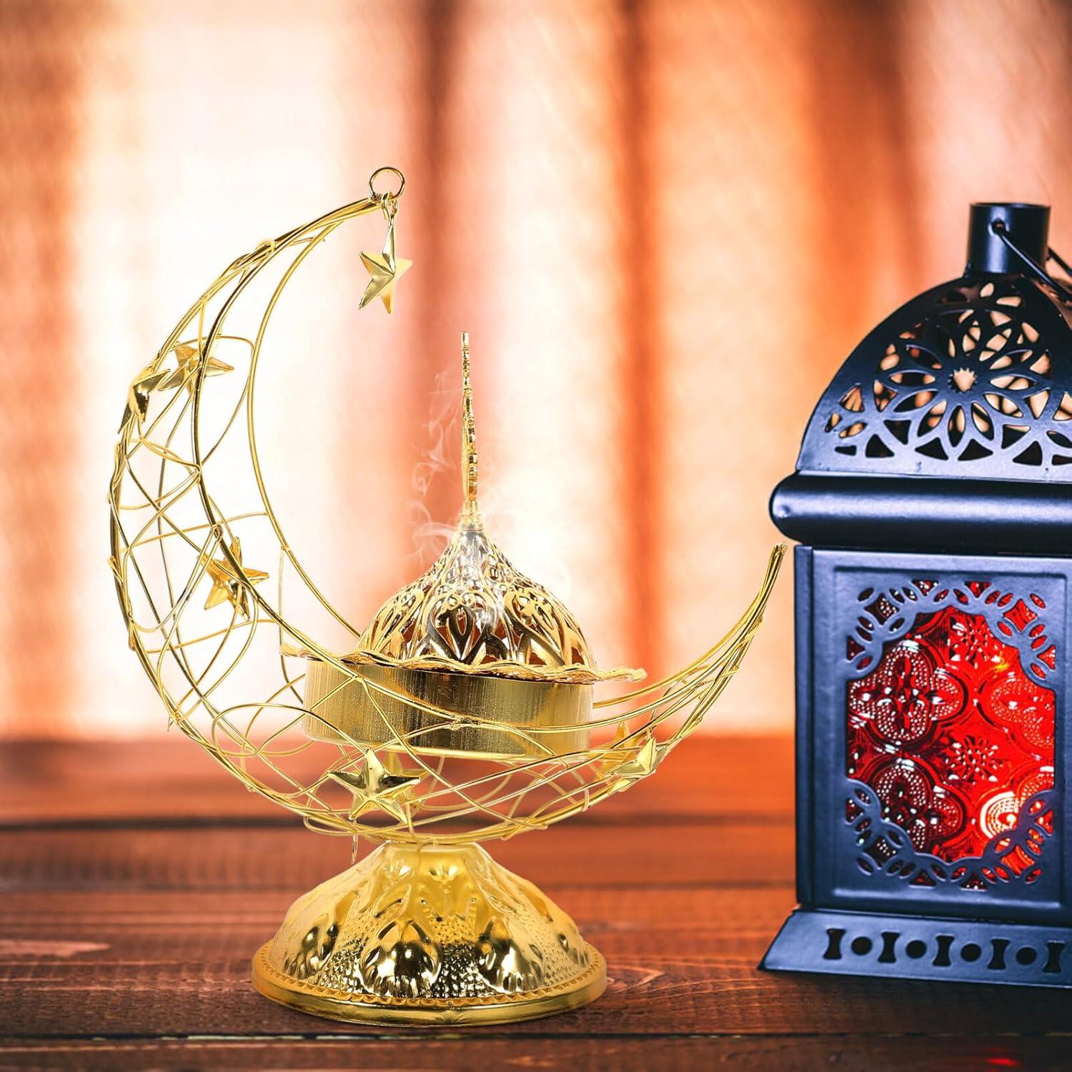 Quemador de Incienso IMIKEYA de Metal Vintage Dorado 15x15cm