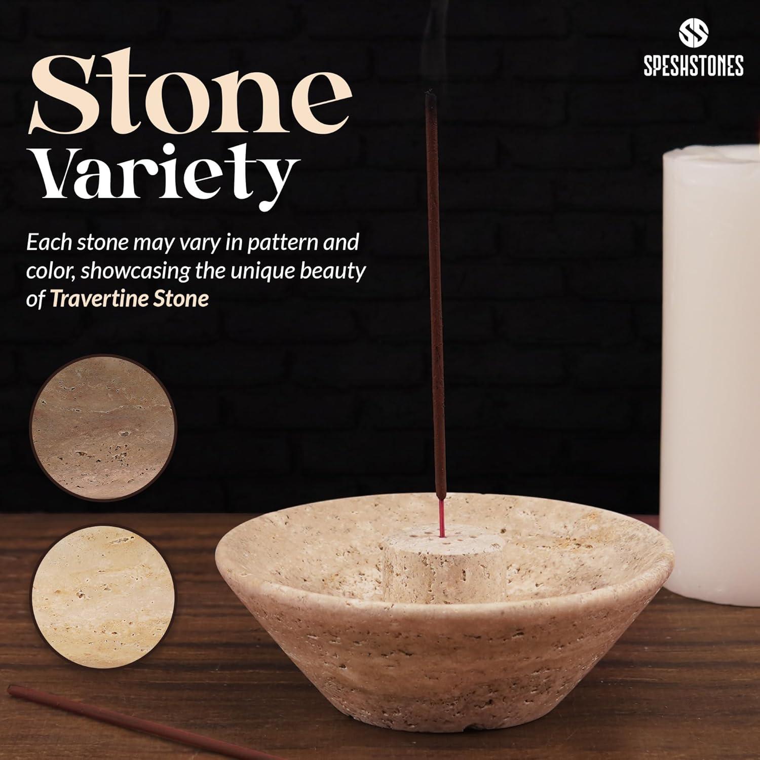 Soporte de Incienso Redondo de Travertino SPESHSTONES 14 cm