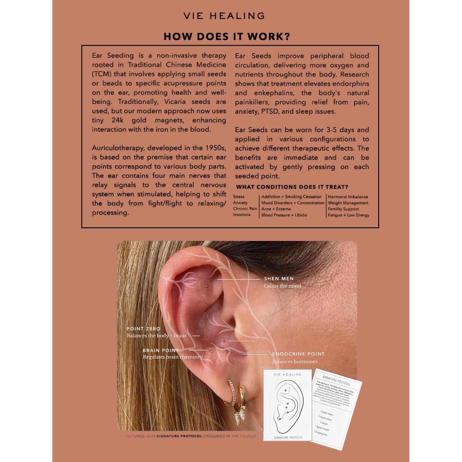 Kit de Acupresión con Semillas de Oído de Oro 24k Vie Healing