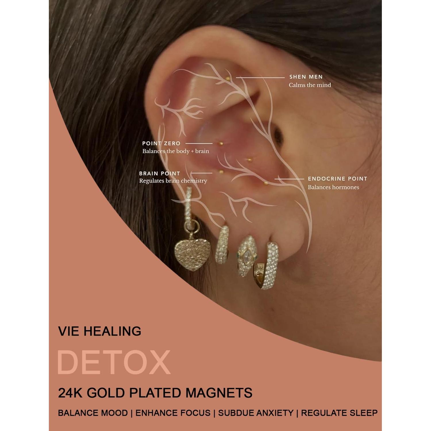 Kit de Acupresión con Semillas de Oído de Oro 24k Vie Healing