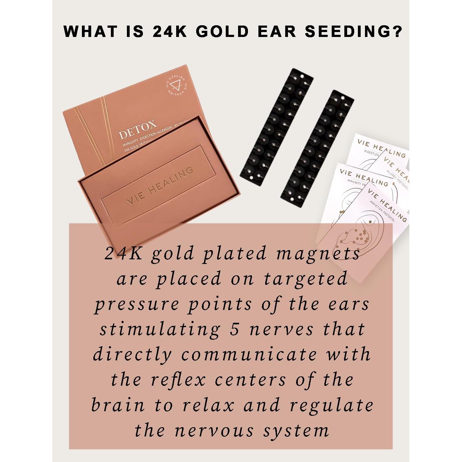 Kit de Acupresión con Semillas de Oído de Oro 24k Vie Healing