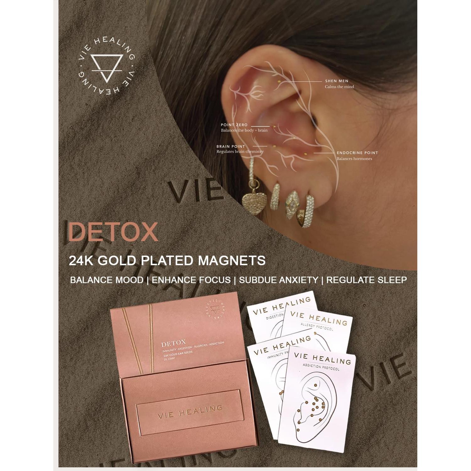 Kit de Acupresión con Semillas de Oído de Oro 24k Vie Healing