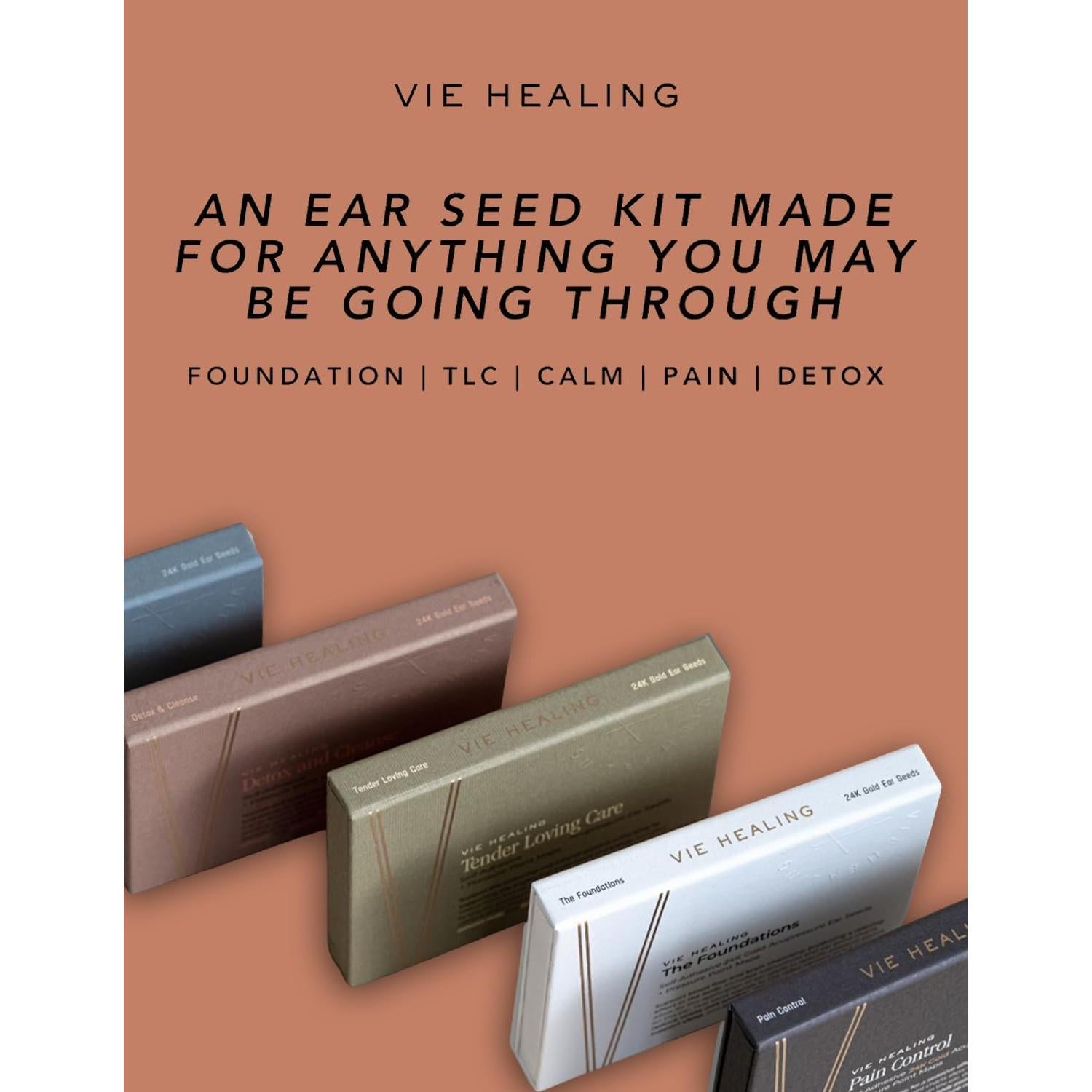 Kit de Acupresión con Semillas de Oído de Oro 24k Vie Healing