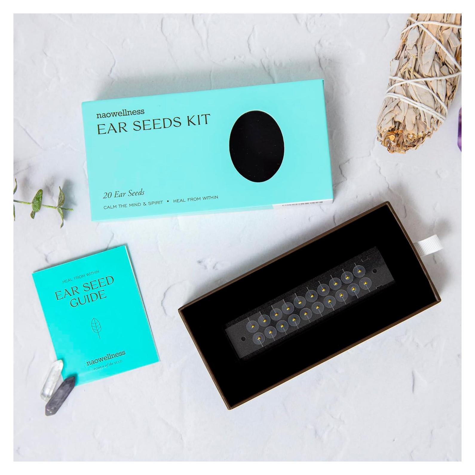 Semillas de Oído de Oro 24K NAO Wellness - Kit Acupuntura 20 Piezas