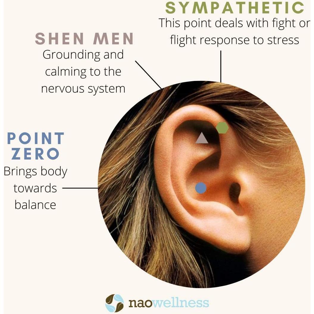 Semillas de Oído de Oro 24K NAO Wellness - Kit Acupuntura 20 Piezas