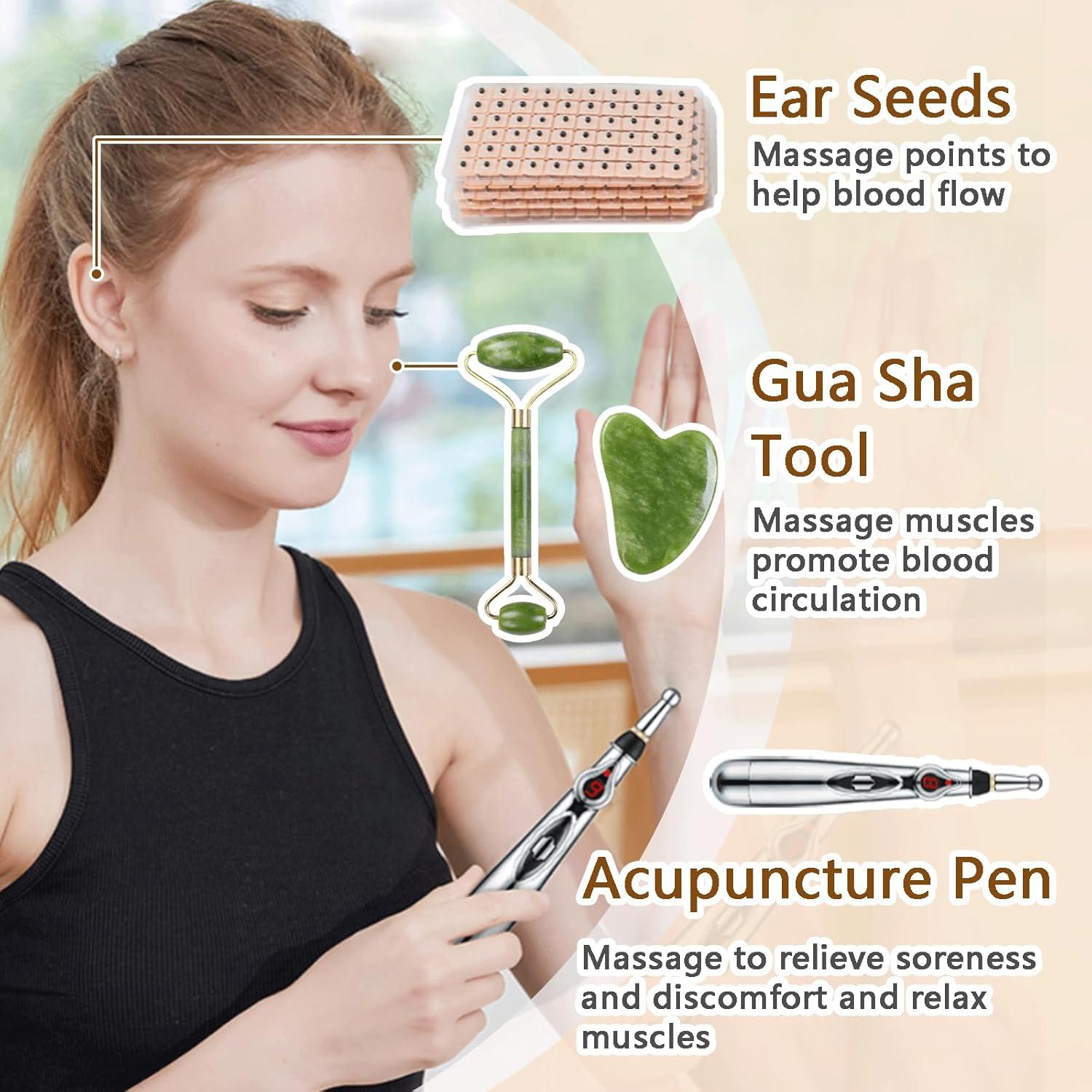Juego de Acupuntura Electrónico Extguds con Gua Sha y Semillas