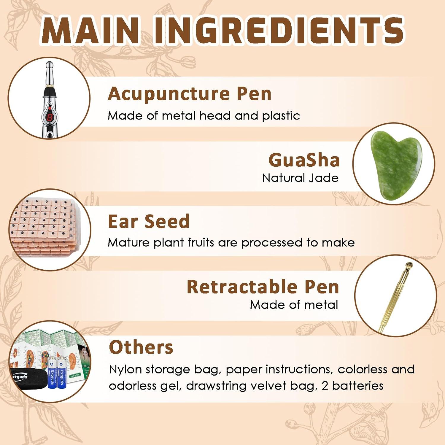 Juego de Acupuntura Electrónico Extguds con Gua Sha y Semillas