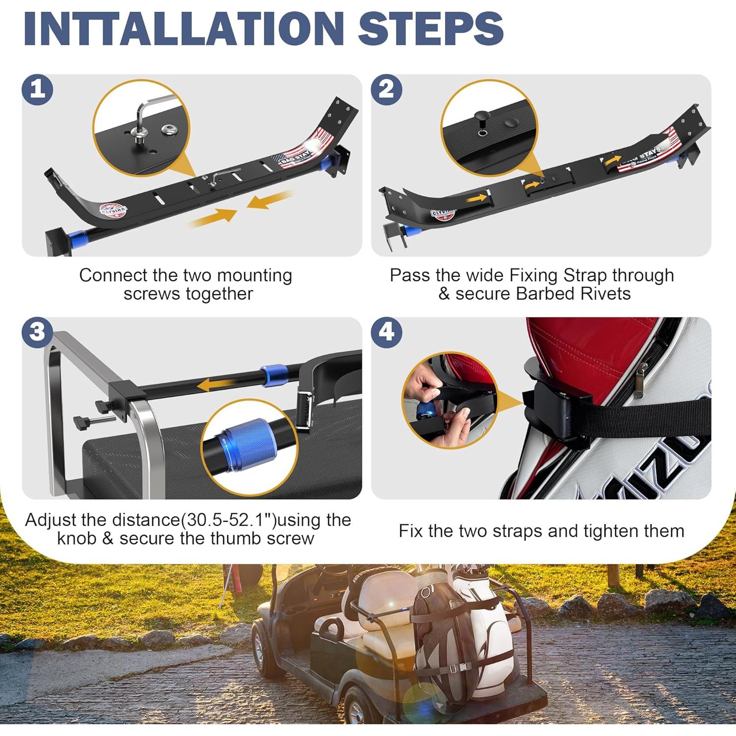 Soporte para bolsa de carrito de golf Clyvira QBZJ-100 ajustable