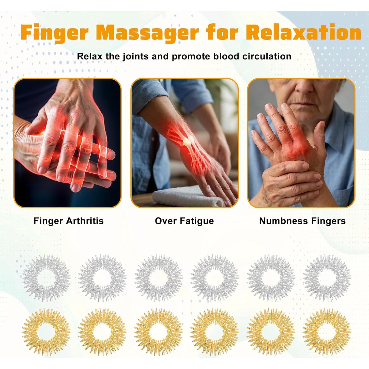 24 Anillos de Acupresión Coloridos LXUEJIE para Masaje de Dedos