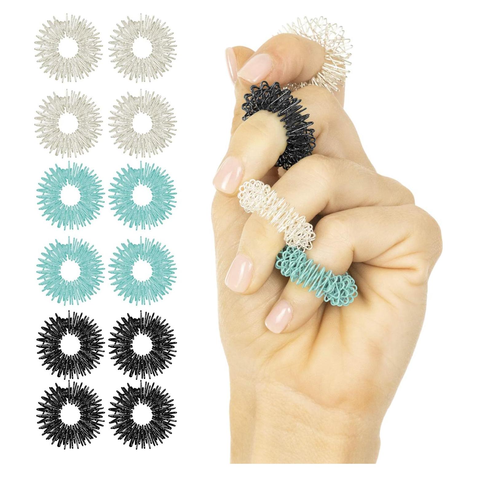 Anillos Sensoriales Vive - Set de 12 Acero Inoxidable Antiestrés