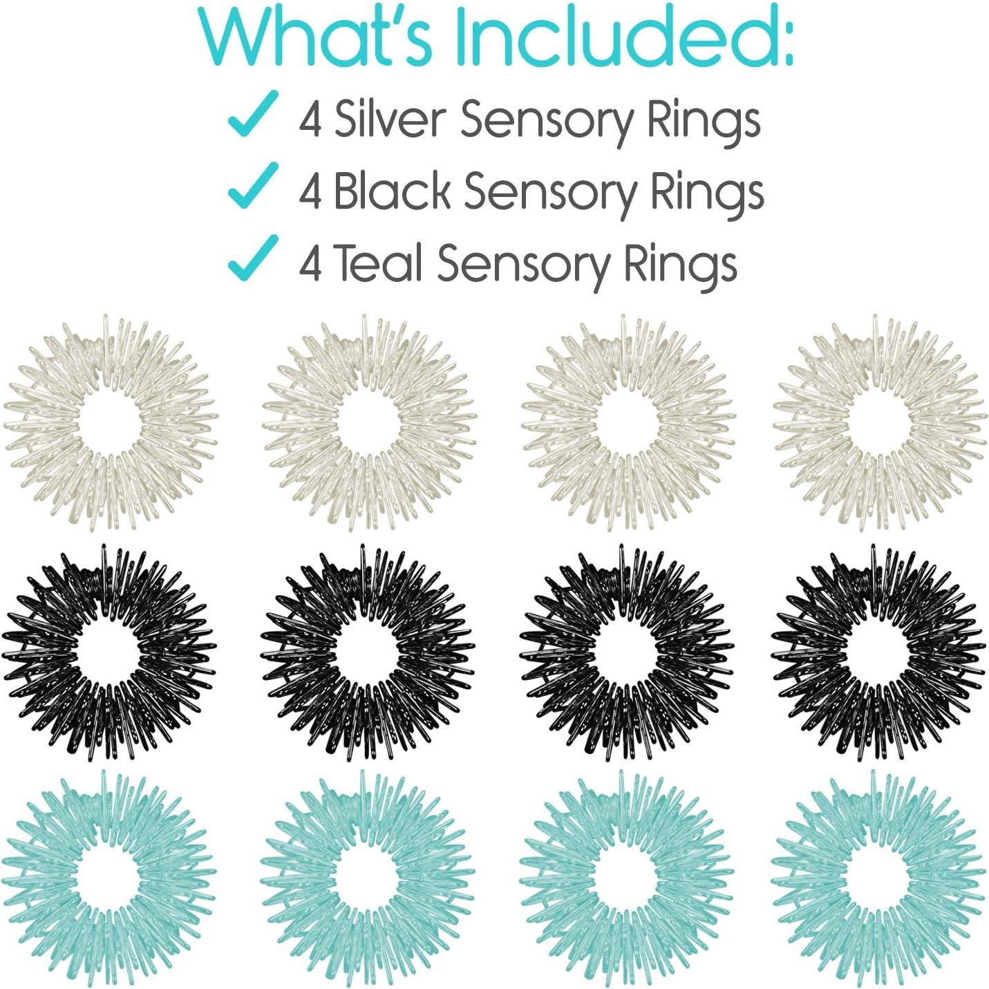 Anillos Sensoriales Vive - Set de 12 Acero Inoxidable Antiestrés