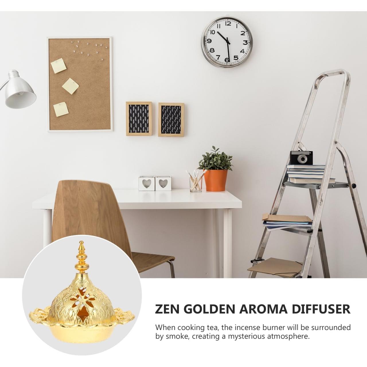 Quemador de Incienso DOITOOL Dorado de Zinc 7x7cm