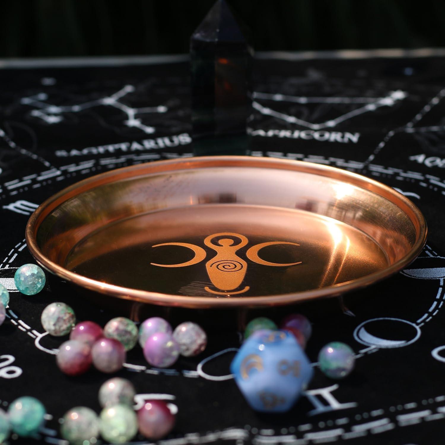 Plato Ritual de Cobre Amitofo 13.2 cm Diosa de la Fertilidad