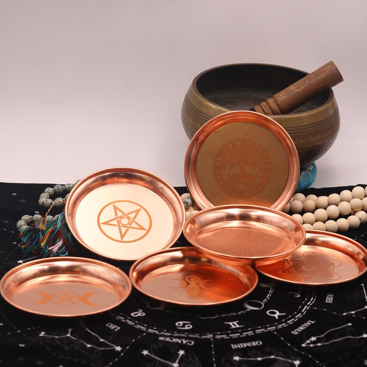 Plato Ritual de Cobre Amitofo 13.2 cm Diosa de la Fertilidad