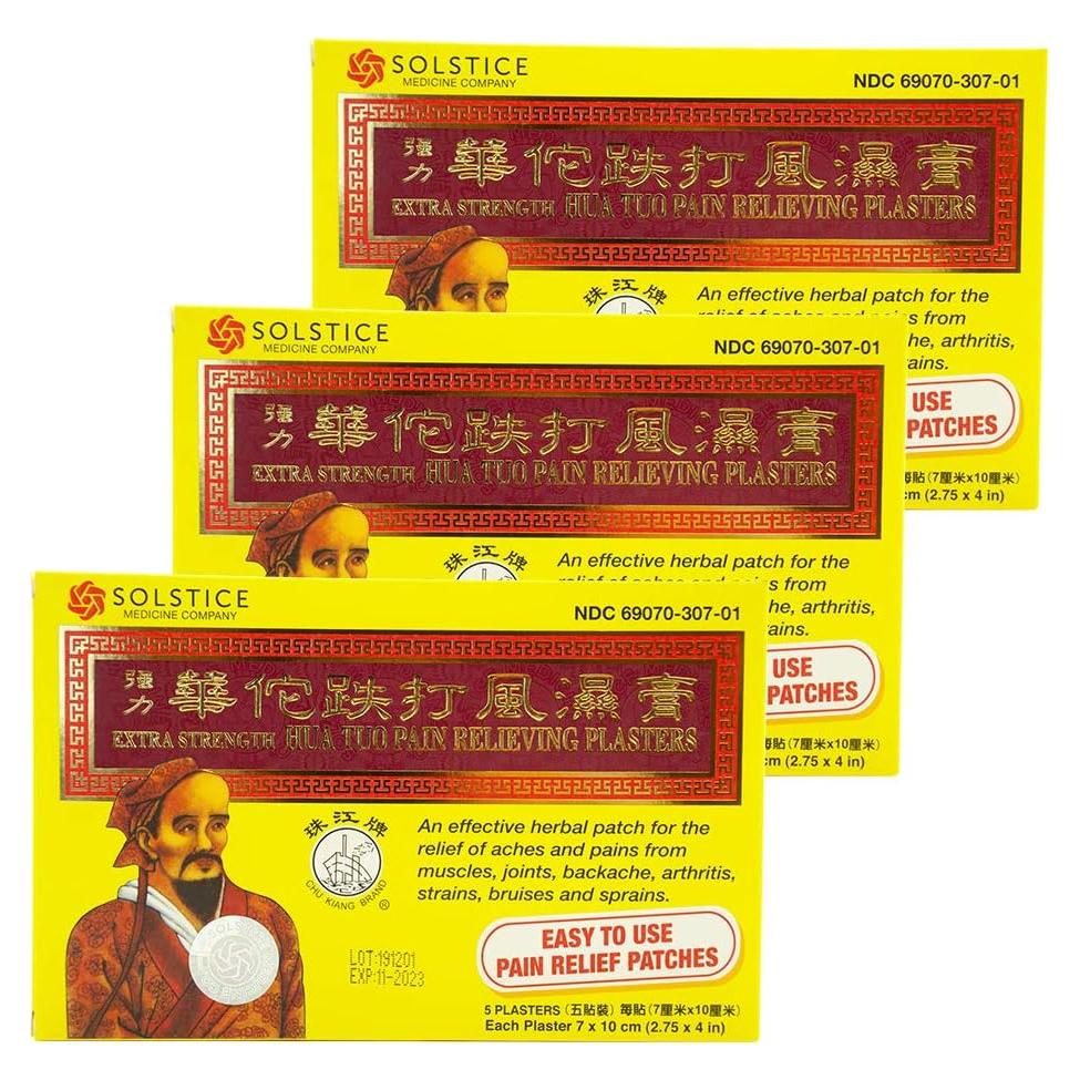 Parche Medicado Hua Tuo Fuerza Extra - 3 Cajas de 5 Parches