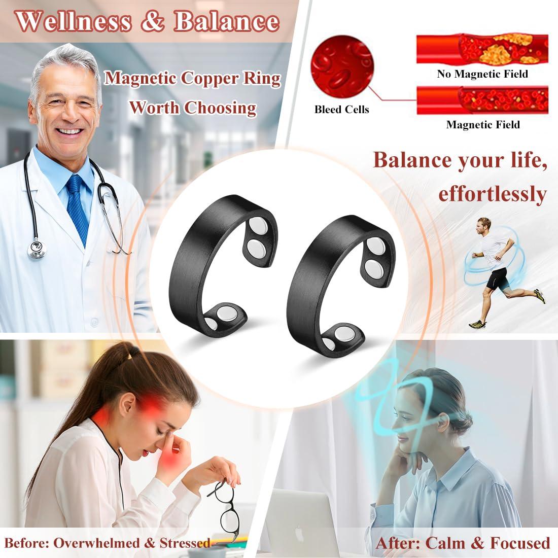 Anillos Magnéticos de Cobre Vicmag 99.9% Ajustables 4X Negro