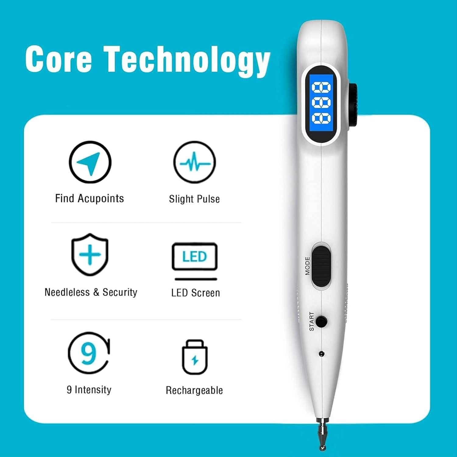 Bolígrafo de Acupuntura Electrónica GGFSSQ Recargable 10 Intensidades