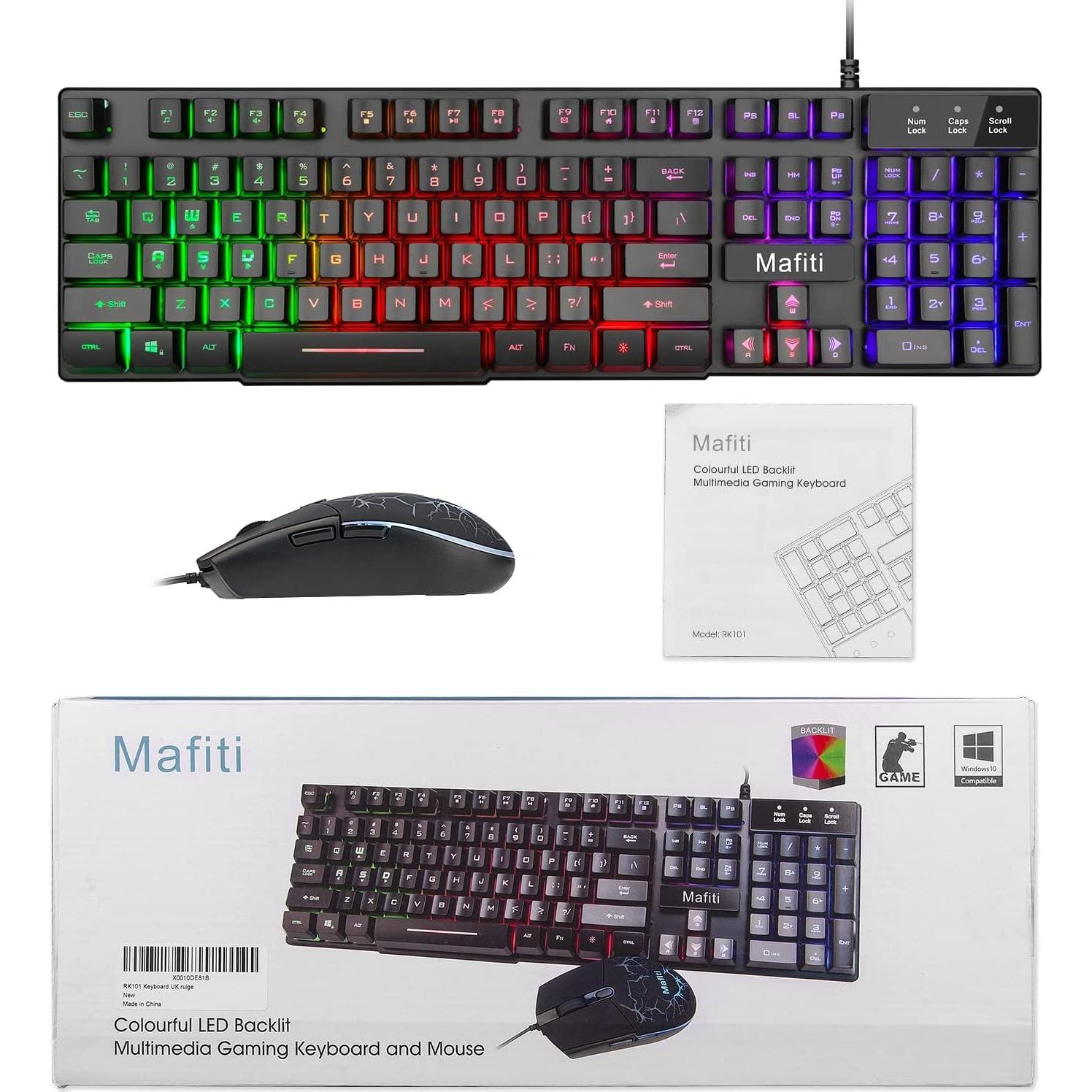 Combo Teclado y Ratón Mafiti RK101 USB Retroiluminado RGB