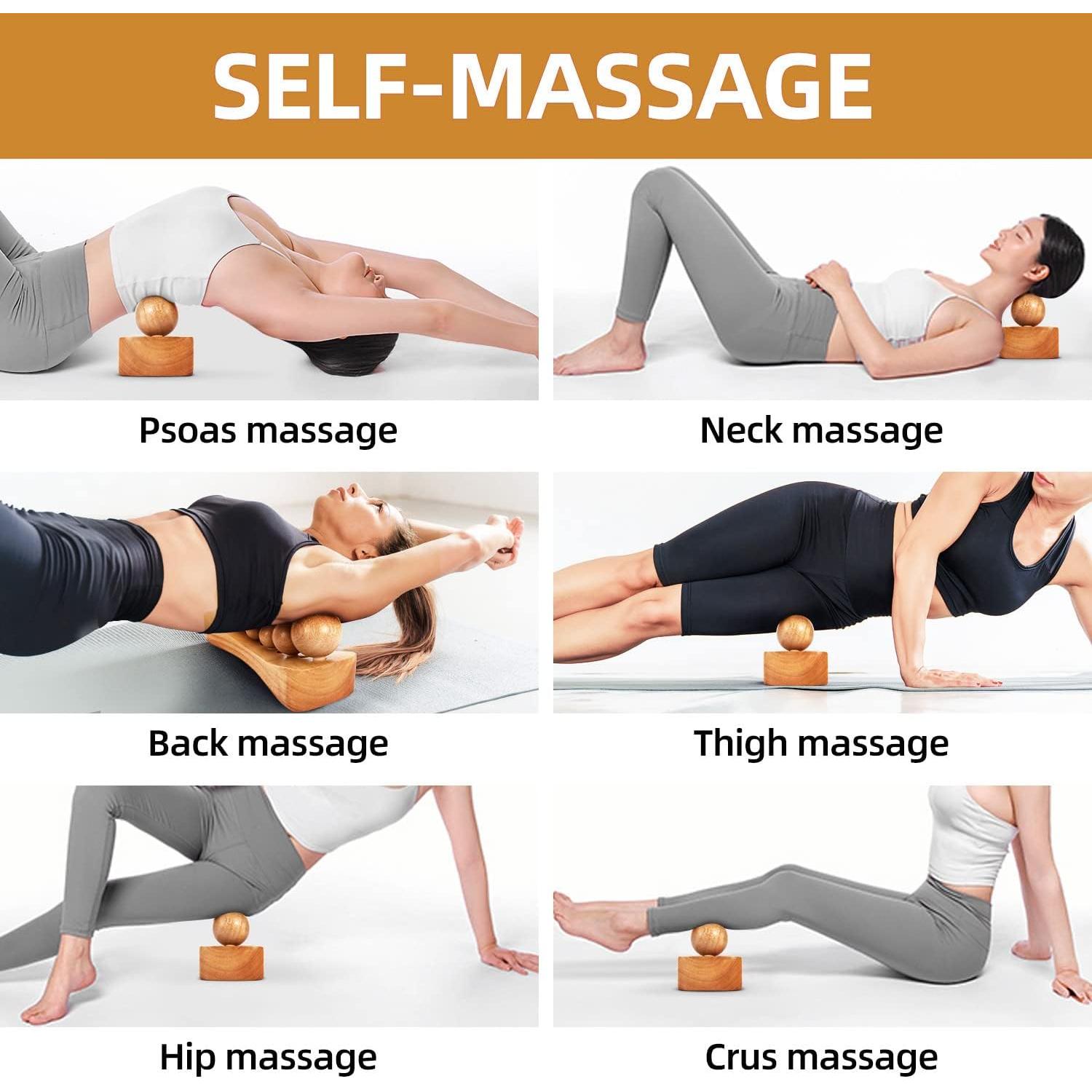 Masajeador de Psoas y Espalda Nxcylw - Madera Natural, 6 Cabezas