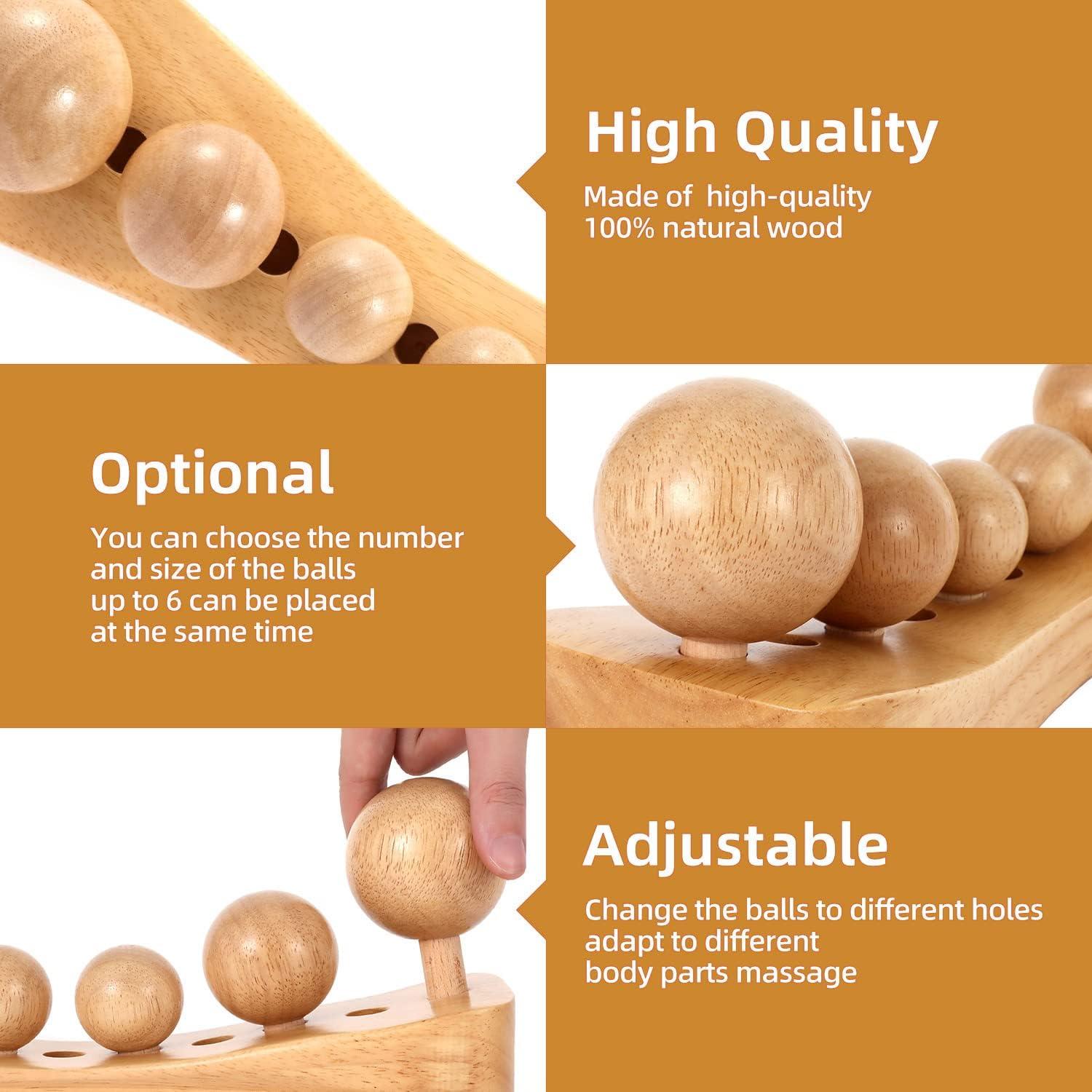 Masajeador de Psoas y Espalda Nxcylw - Madera Natural, 6 Cabezas