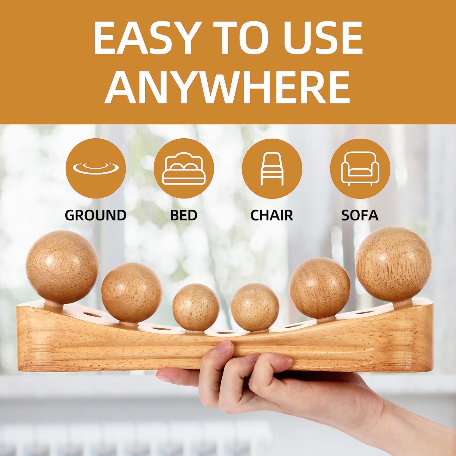 Masajeador de Psoas y Espalda Nxcylw - Madera Natural, 6 Cabezas