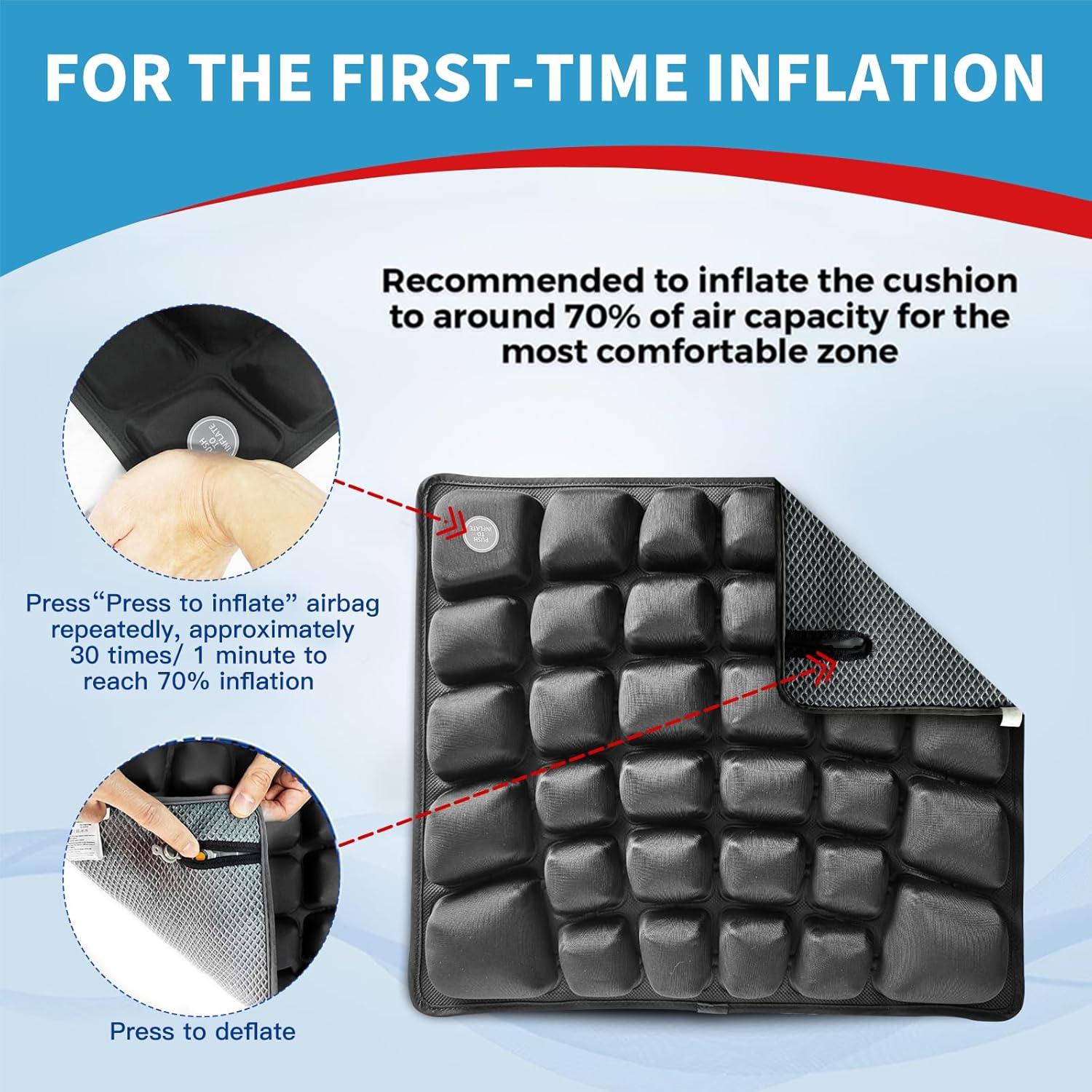 Cojín de Asiento Inflable ANMSVI Ajustable 45.7x40.6 cm Gris