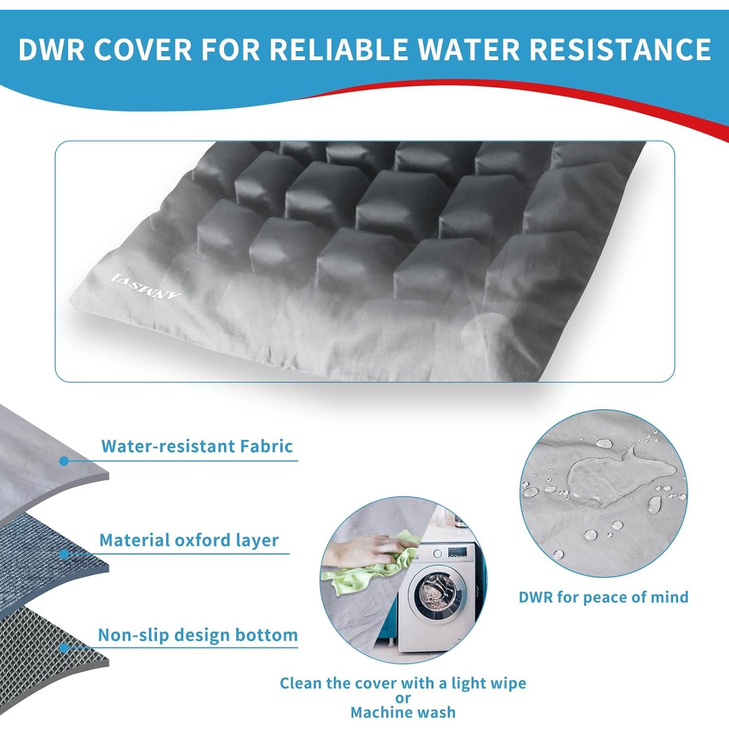 Cojín de Asiento Inflable ANMSVI Ajustable 45.7x40.6 cm Gris