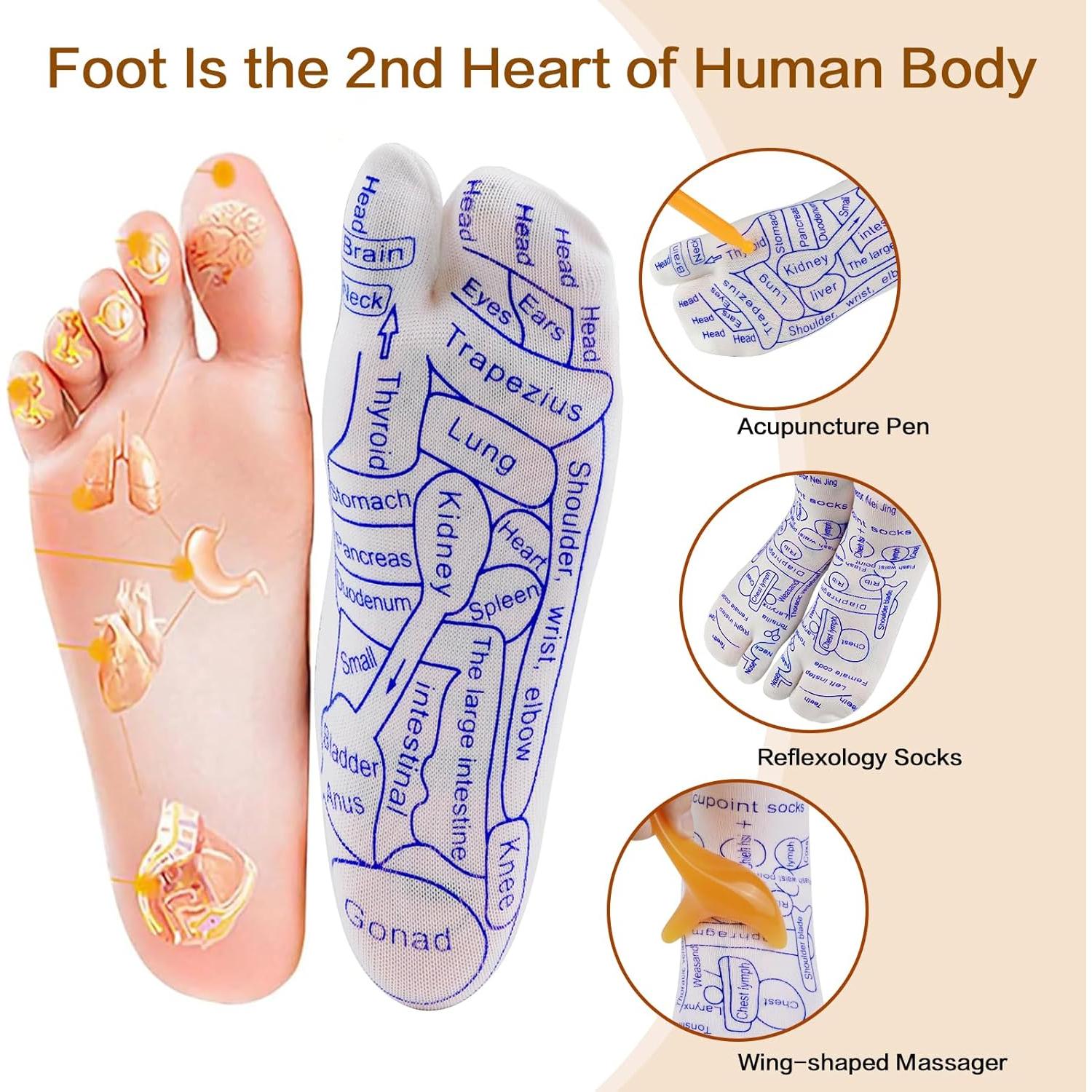 Calcetines de Reflexología Muomdid con 5 Herramientas de Masaje