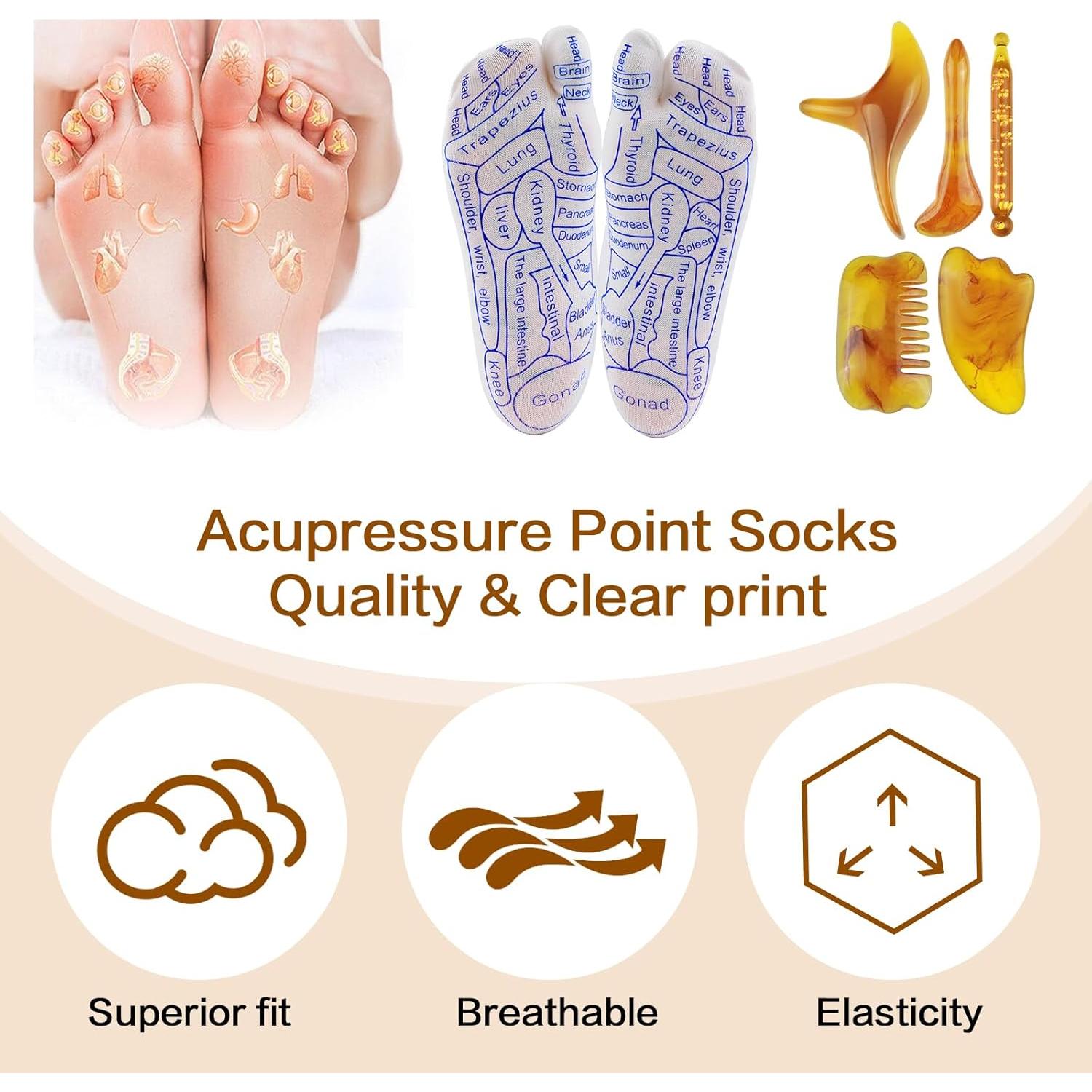 Calcetines de Reflexología Muomdid con 5 Herramientas de Masaje