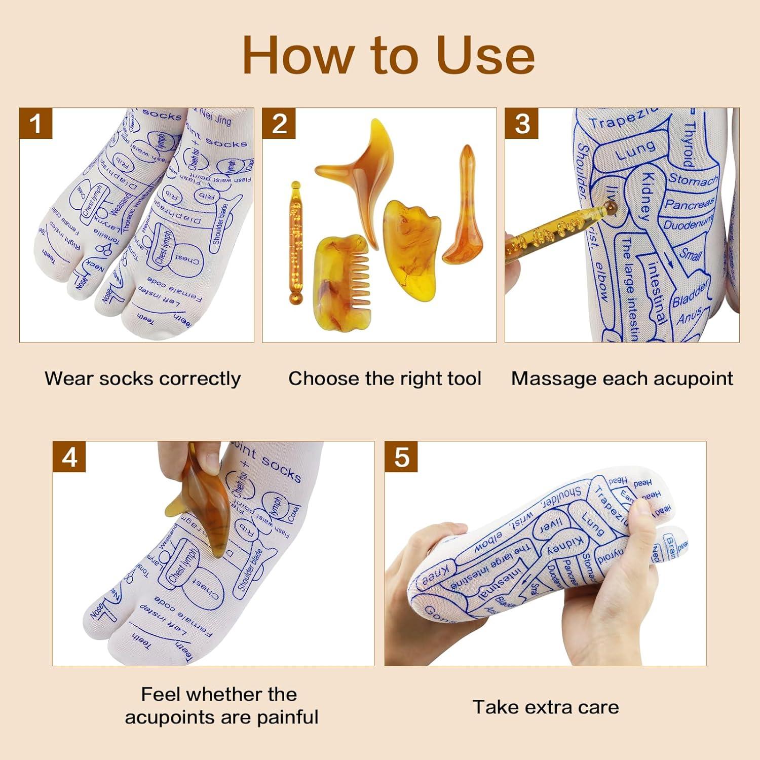 Calcetines de Reflexología Muomdid con 5 Herramientas de Masaje