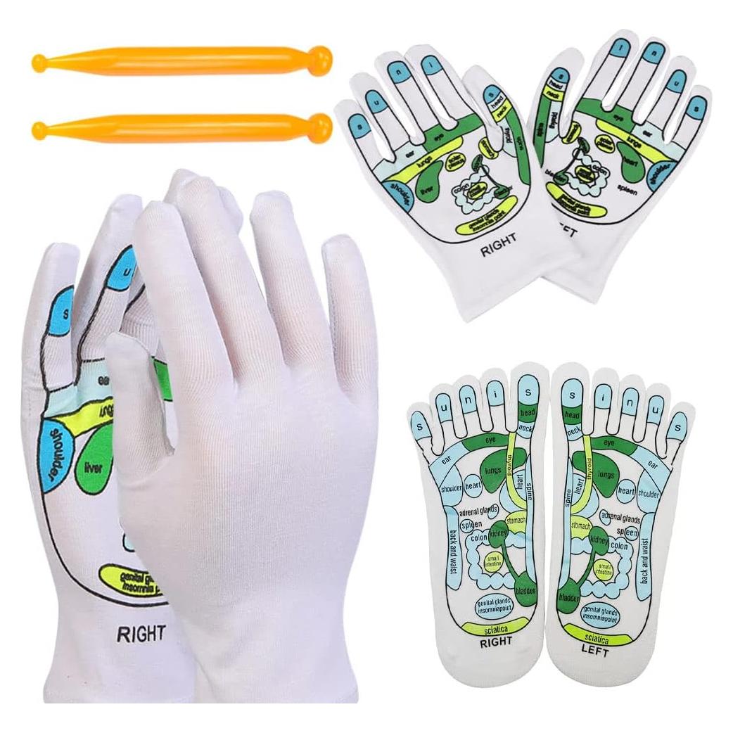 Juego de Guantes y Calcetines de Reflexología Zhuoyao