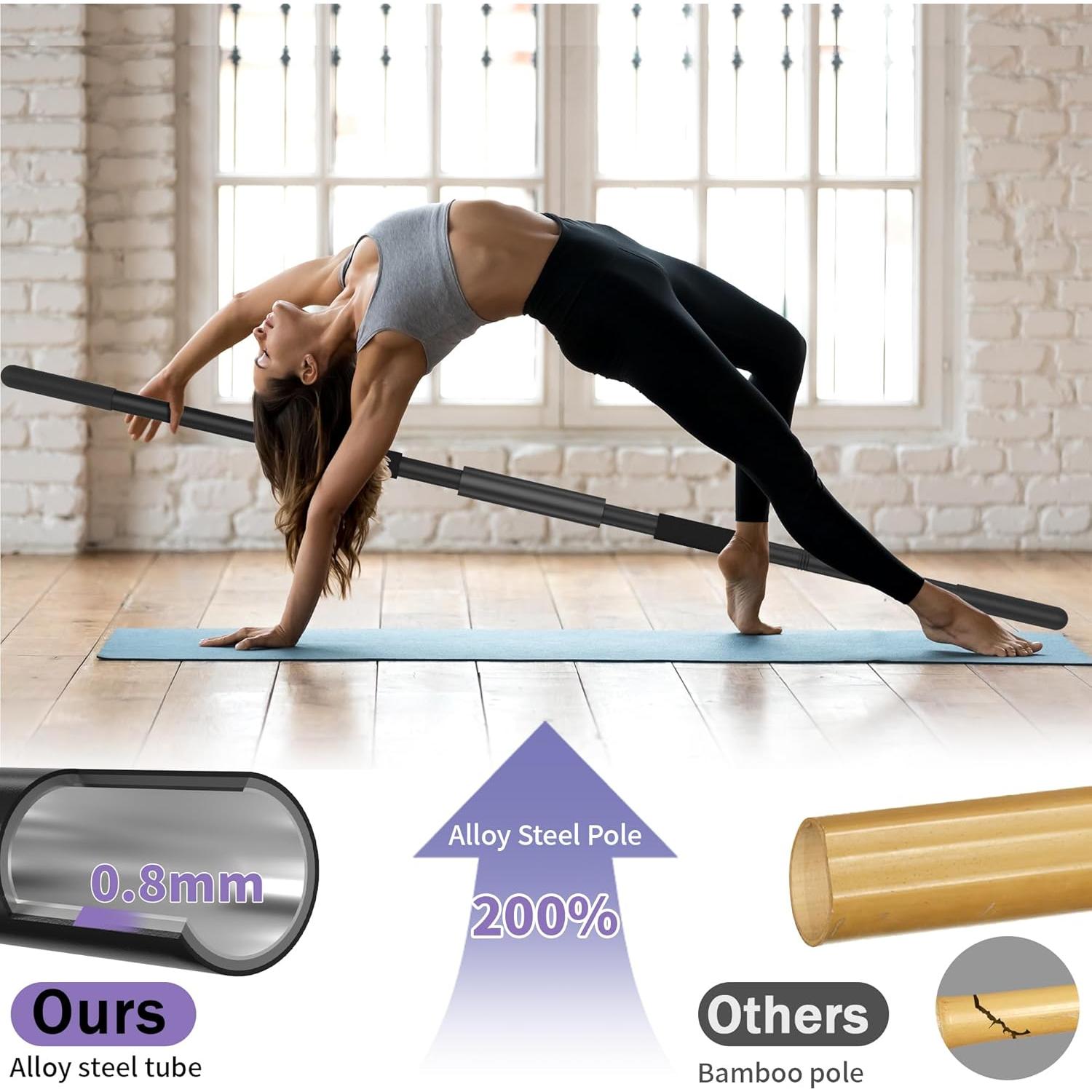 Bastón de Yoga Scisum 147 cm Ajustable con Agarre Antideslizante