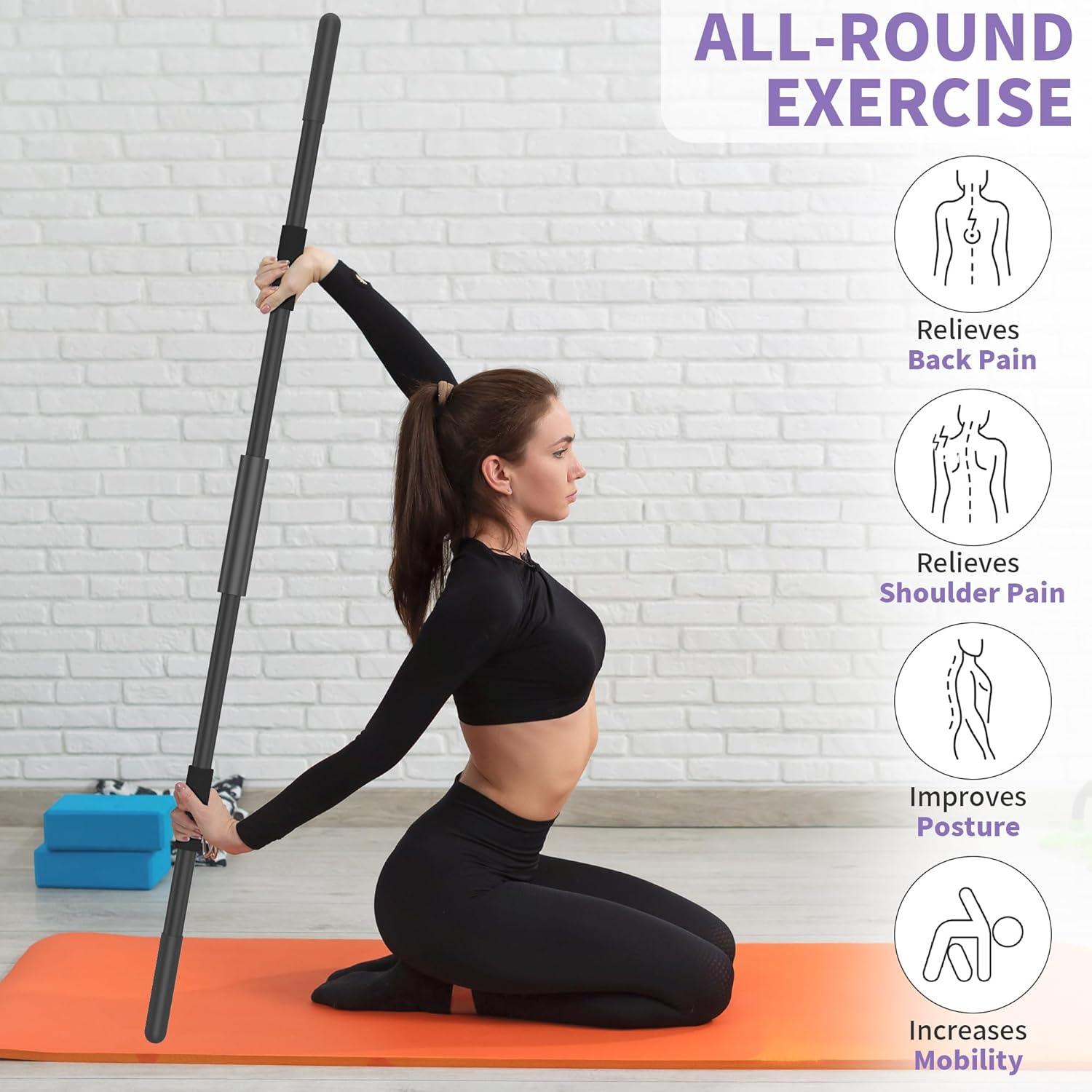 Bastón de Yoga Scisum 147 cm Ajustable con Agarre Antideslizante