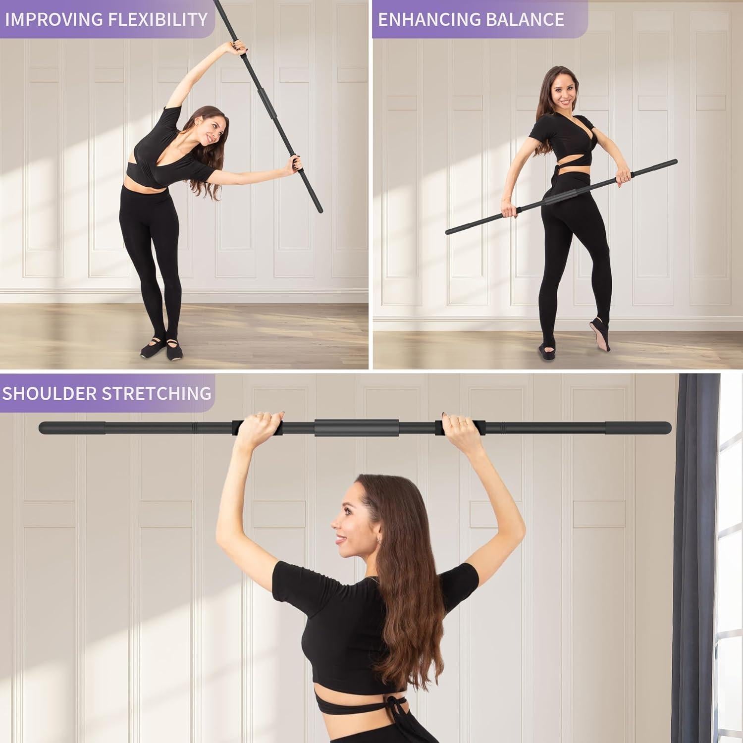 Bastón de Yoga Scisum 147 cm Ajustable con Agarre Antideslizante