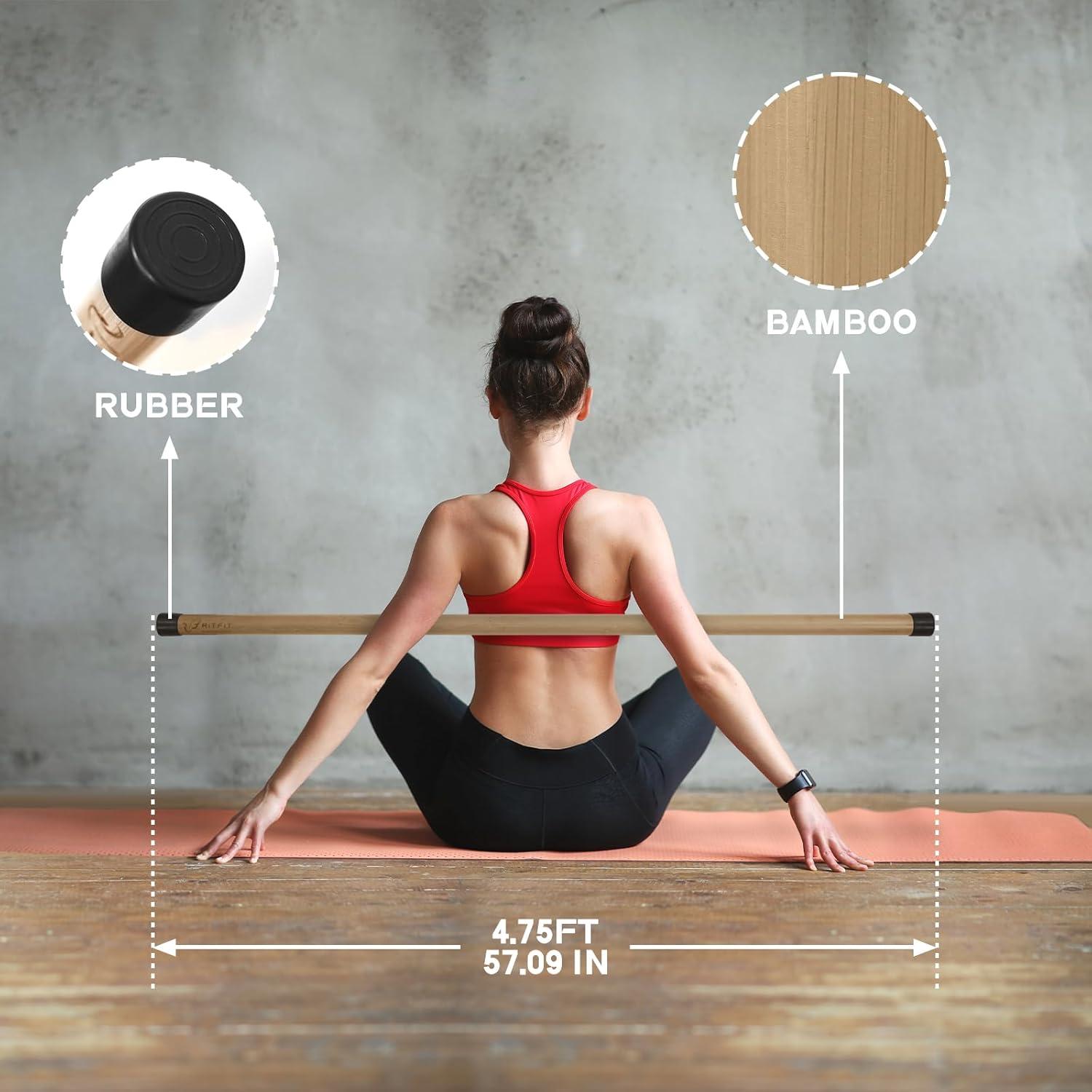 Palo de Yoga RitFit 145 cm de Bambú Natural para Estiramiento