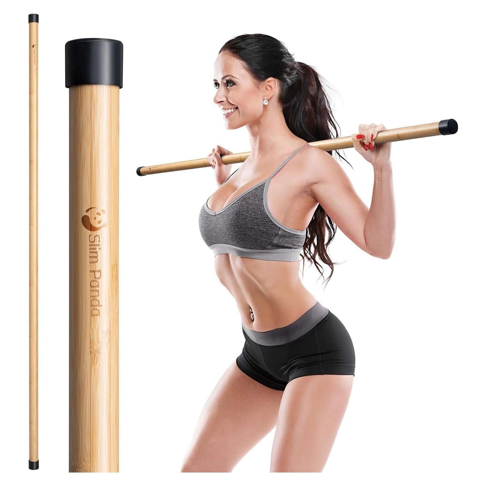 Bastón de Yoga Slim Panda 1.52m Bambú Natural Antideslizante