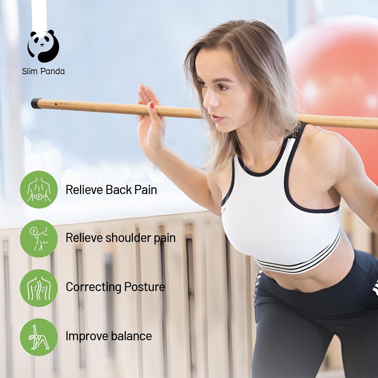 Bastón de Yoga Slim Panda 1.52m Bambú Natural Antideslizante