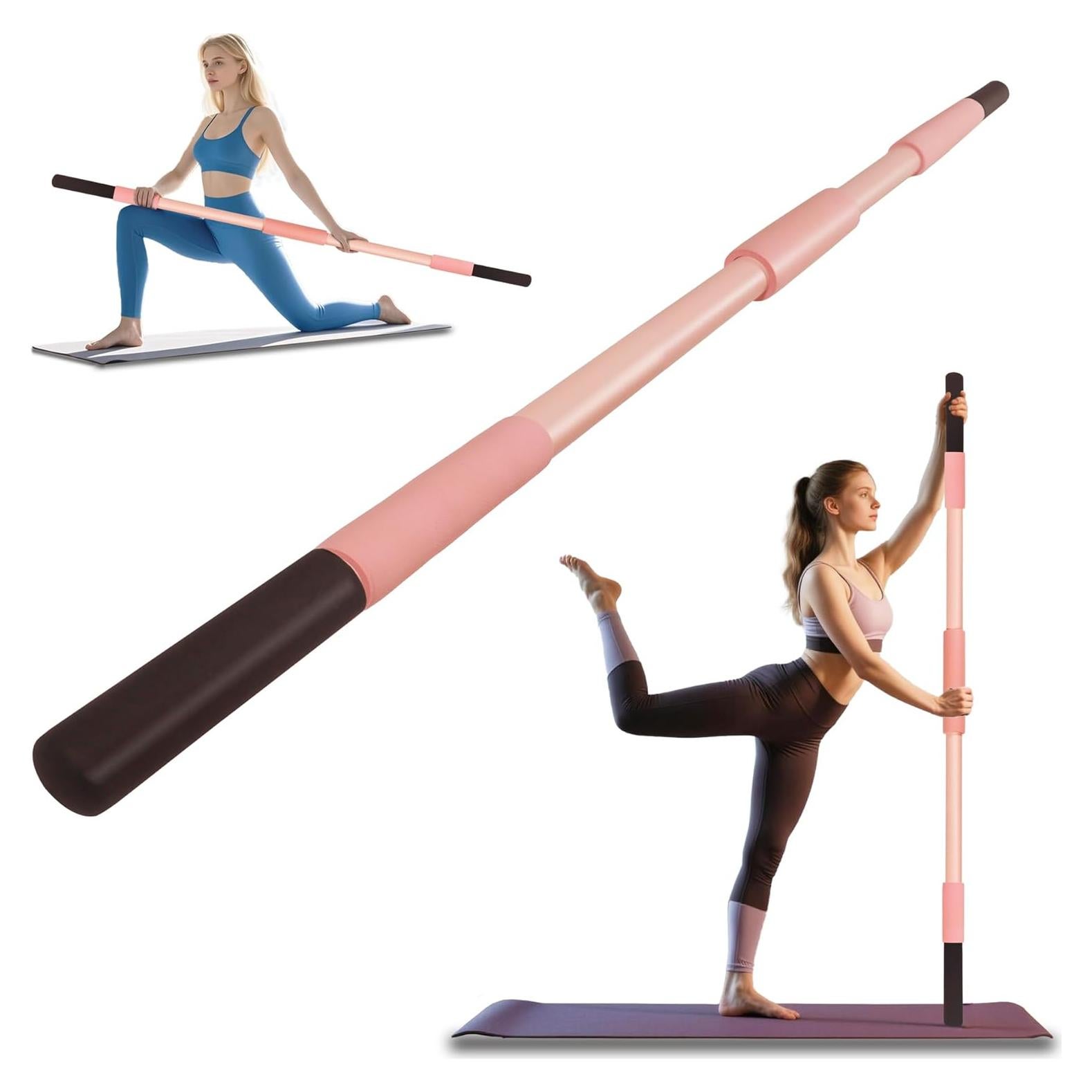 Palillo de Yoga Rosa Scisum 147 cm con Almohadillas para Estiramiento