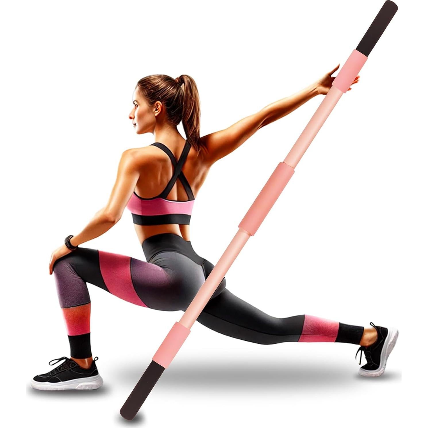 Palillo de Yoga Rosa Scisum 147 cm con Almohadillas para Estiramiento