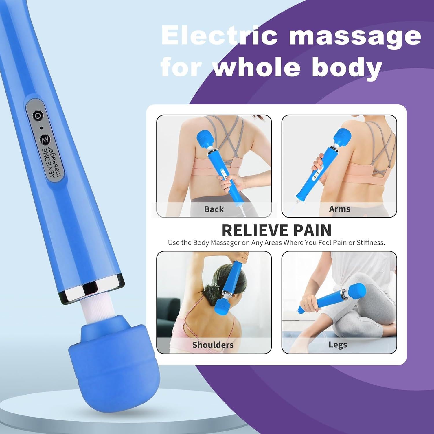 Masajeador de Mano Eléctrico Billion Win AB2508 31.75cm Azul