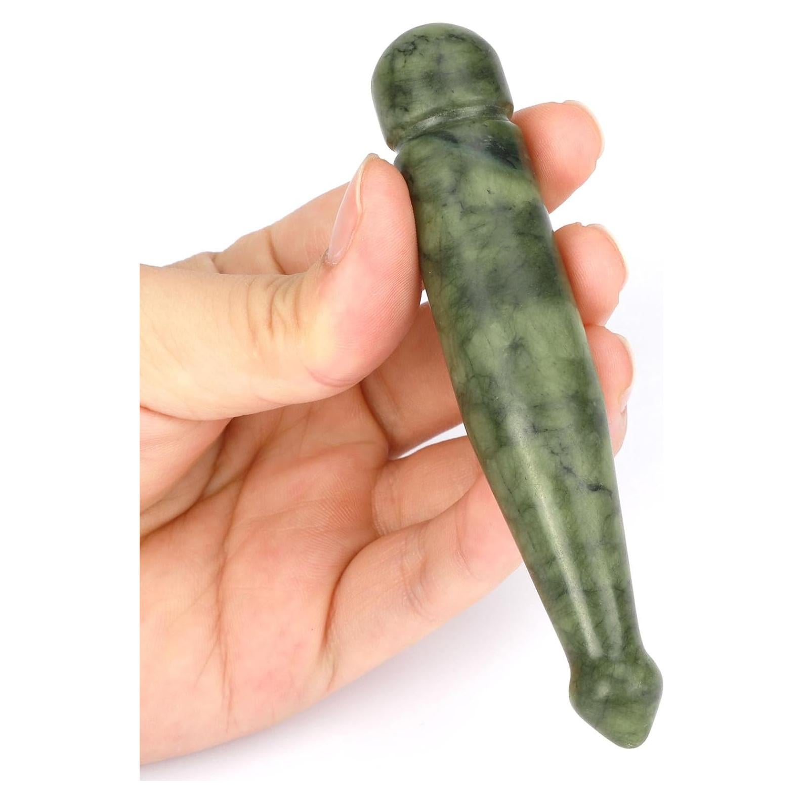 Bolígrafo Gua Sha de Jade Verde Gemshan - Masaje Facial y Corporal