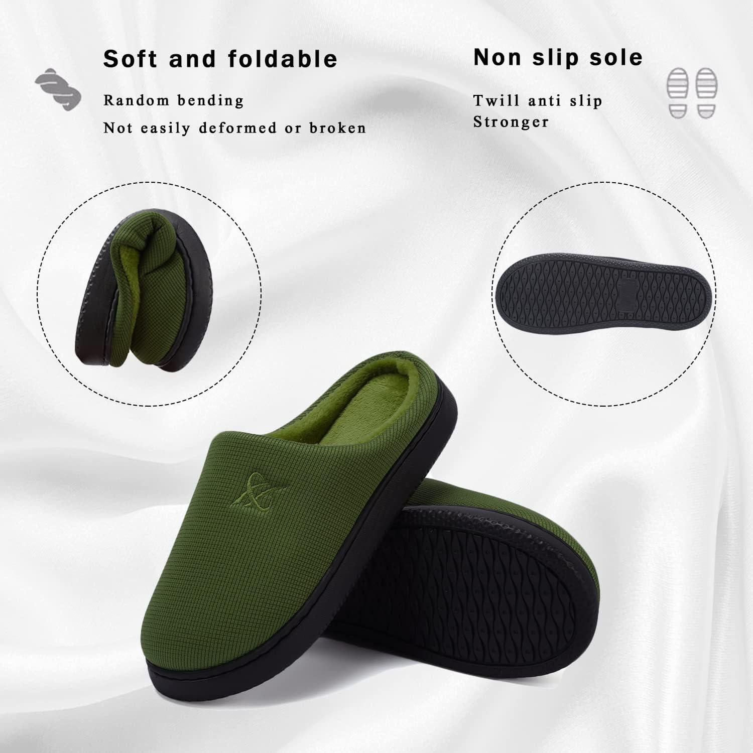 Zapatillas de casa viscoelásticas para hombres y mujeres - Verde Oliva