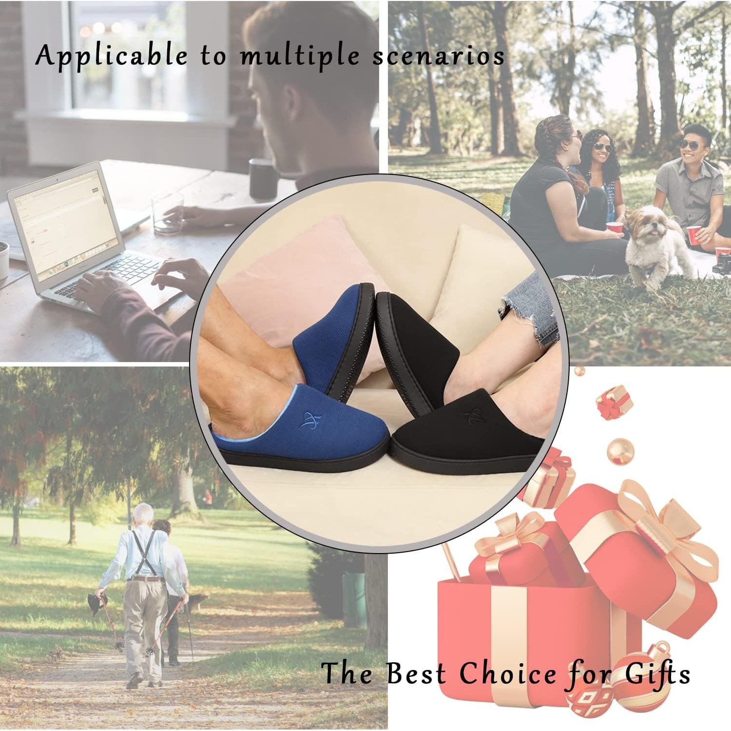 Zapatillas de casa viscoelásticas para hombres y mujeres - Verde Oliva