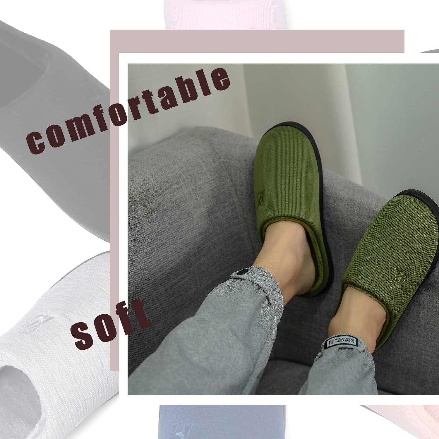 Zapatillas de casa viscoelásticas para hombres y mujeres - Verde Oliva