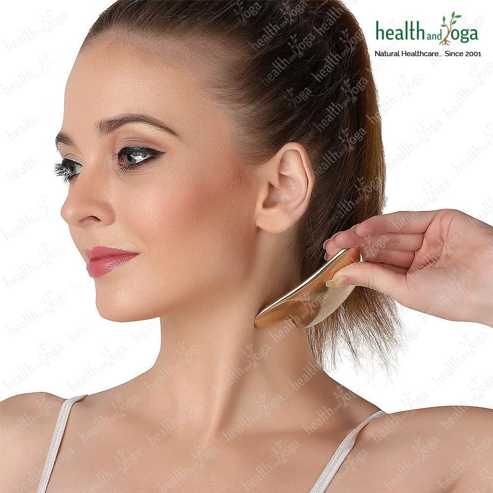 Herramienta de Masaje Kansa Gua Sha BronzLove HealthAndYoga - Aceite Facial Incluido