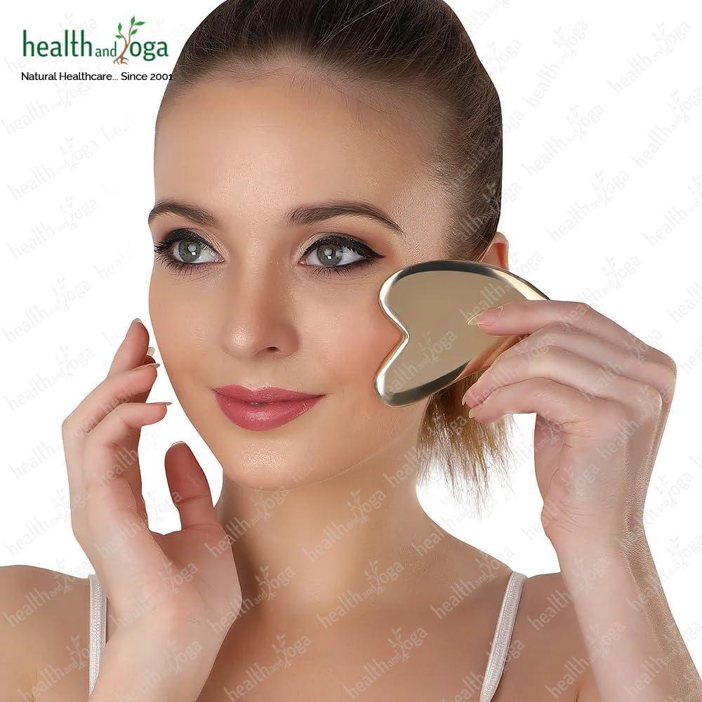 Herramienta de Masaje Kansa Gua Sha BronzLove HealthAndYoga - Aceite Facial Incluido