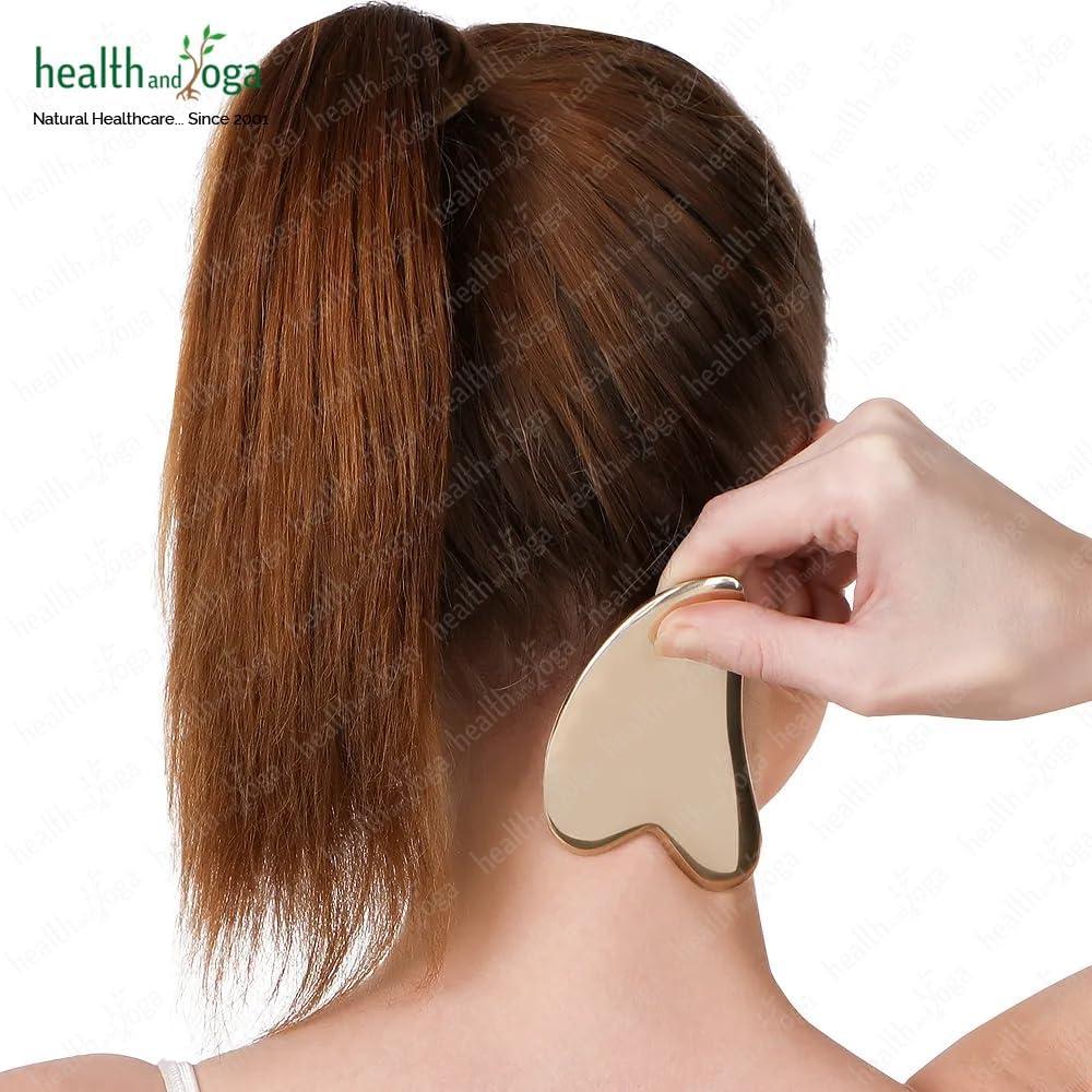 Herramienta de Masaje Kansa Gua Sha BronzLove HealthAndYoga - Aceite Facial Incluido