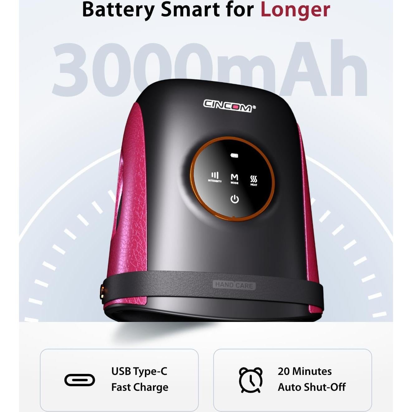 Masajeador de Mano CINCOM Inalámbrico con Calor y Compresión