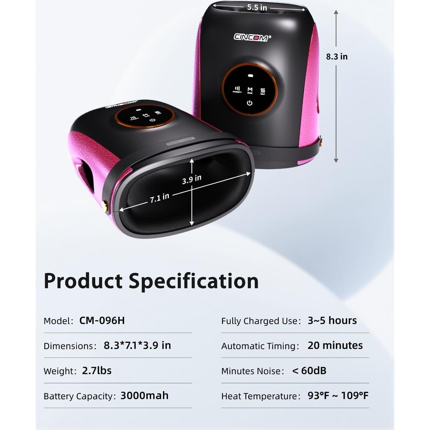 Masajeador de Mano CINCOM Inalámbrico con Calor y Compresión